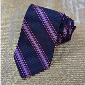 BROOKS BROTHERS Men's Navy & Purple Silk Stripe Necktie